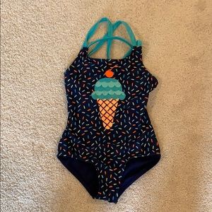 Girls 1 piece swimsuit with ice cream image